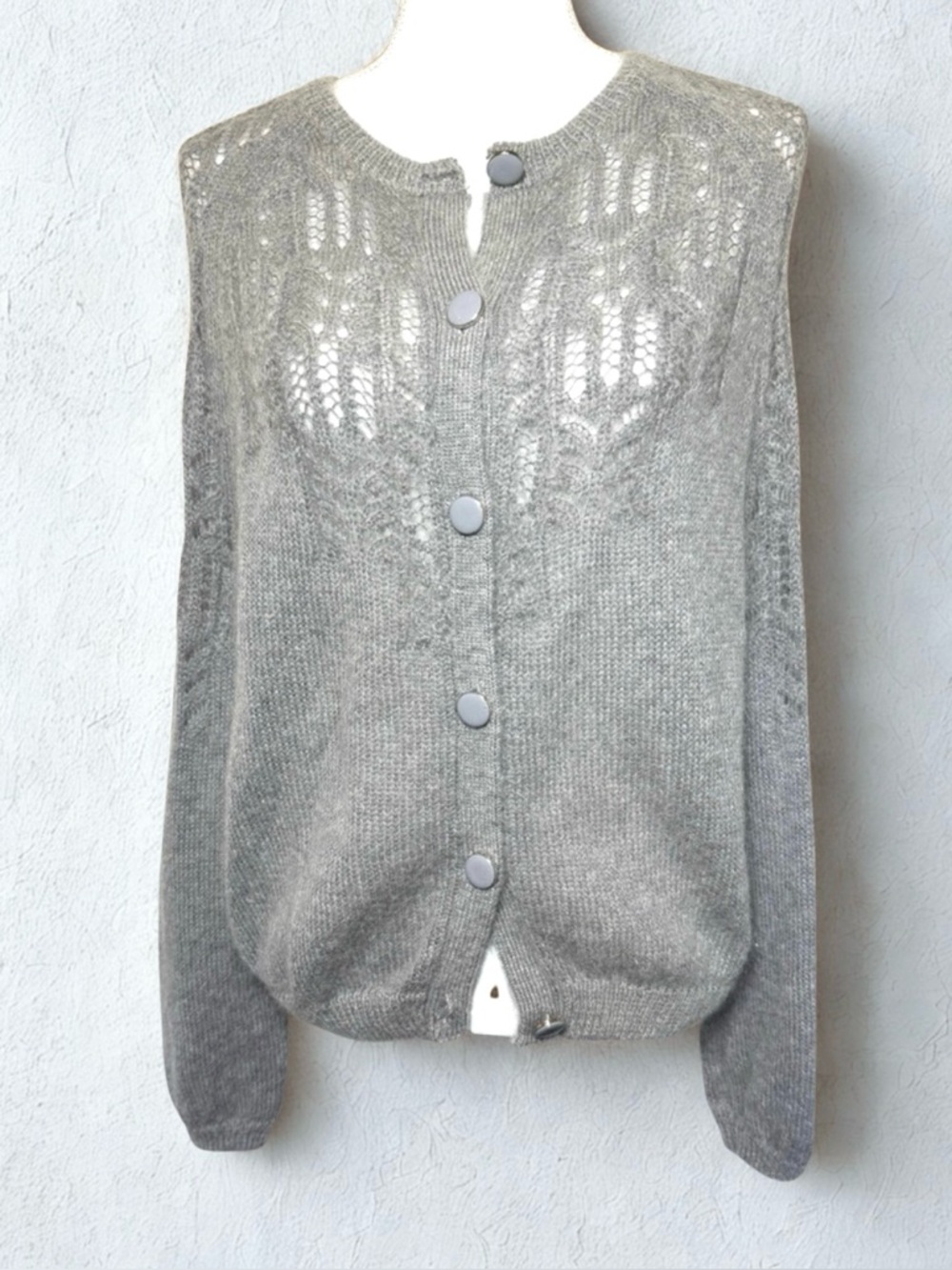 Ivanka In Paris Women's Gray Knit Cardigan‎ Sweater Wool Blend Women Small